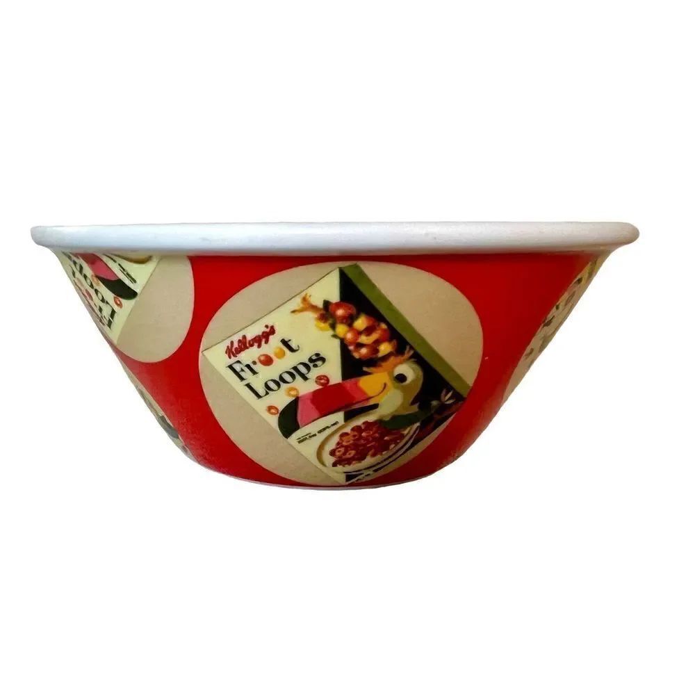 Retro Kellogg's Froot Loops Bowl Red Blue with Vintage Print Throwback